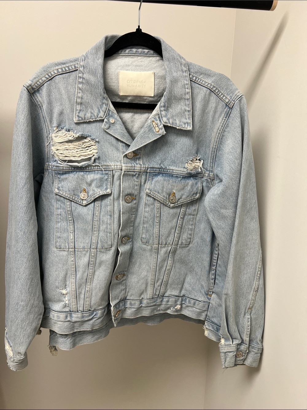Citizens Of Humanity Light Wash Distressed Denim Jacket